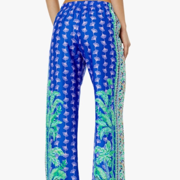Lilly Pulitzer- Printed Satin pajama Bottom Blue Grotto NWT - Picture 3 of 4